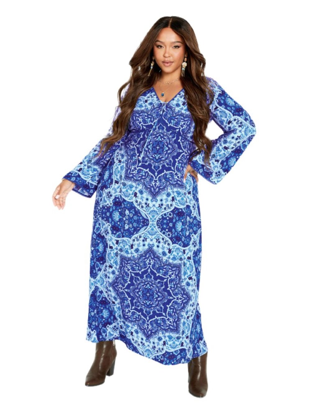 AVEOLOGY Skylar Flare Sleeves Maxi Dress – bluebell Size